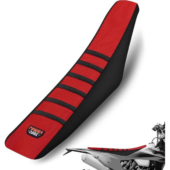 Dirt Bike Seat Cover Universal - Ribbed Gripper Pit Bike Seat Cover for Motorcycle Enduor Motocross White-Black