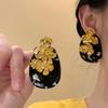 Vintage Statement Big Fashion Metallic Resin Black Dangle Earrings 2025 New Women Jewelry