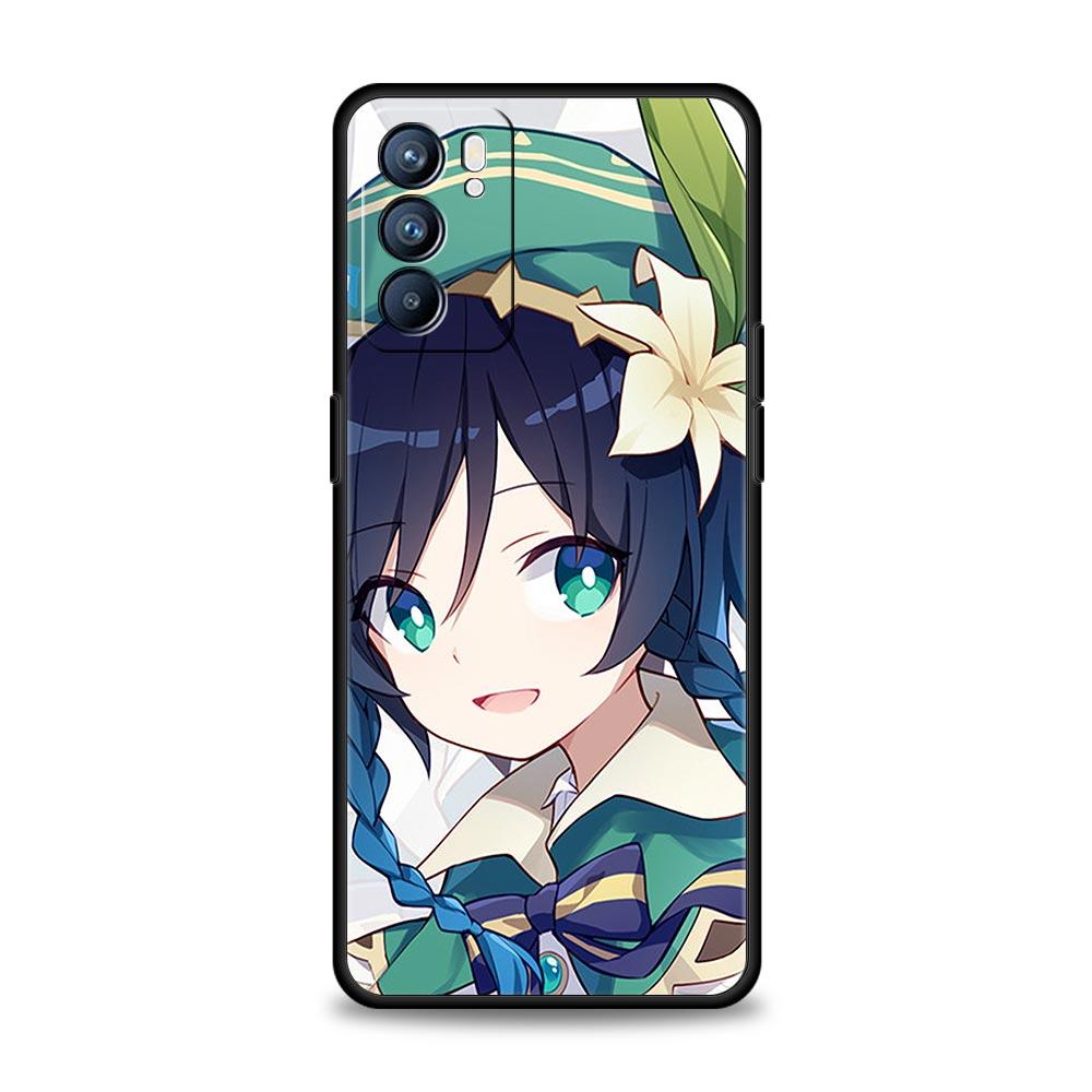 Genshin Impact Game Phone Case For Oppo A54 A53 A52 A9 2020 A15 A95 A16 A76 A74 A12 Find X5 Reno7 Reno6 Pro Plus 5G Black Cover