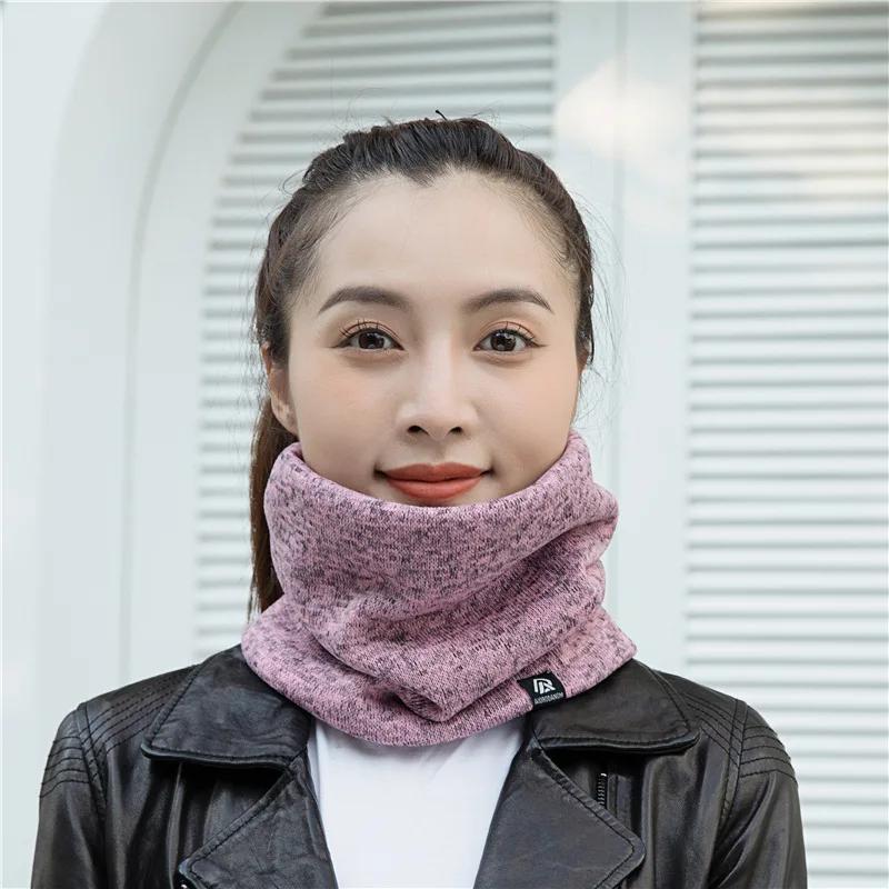 Sciarpa a collo in maglia tinta unita per uomo e donna Unisex Fodera in pile Autunno Inverno Sciarpe calde per il collo Spessa Bufanda Sciarpa-maschera Anello Sciarpa
