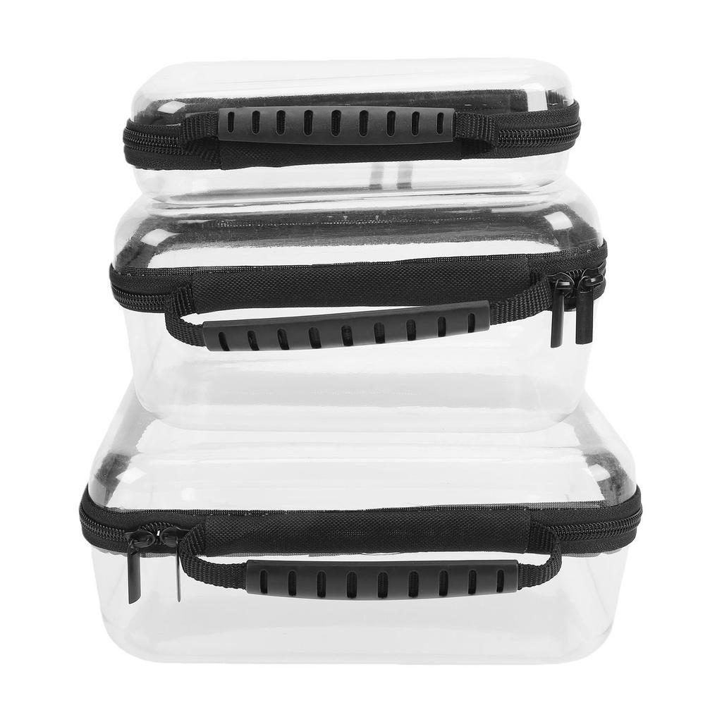 3 Pcs Clear Hard Zipper Pouches Bottom Deepened Water Proof See Through Hard Organizer Pouches Large Medium Small Sizes