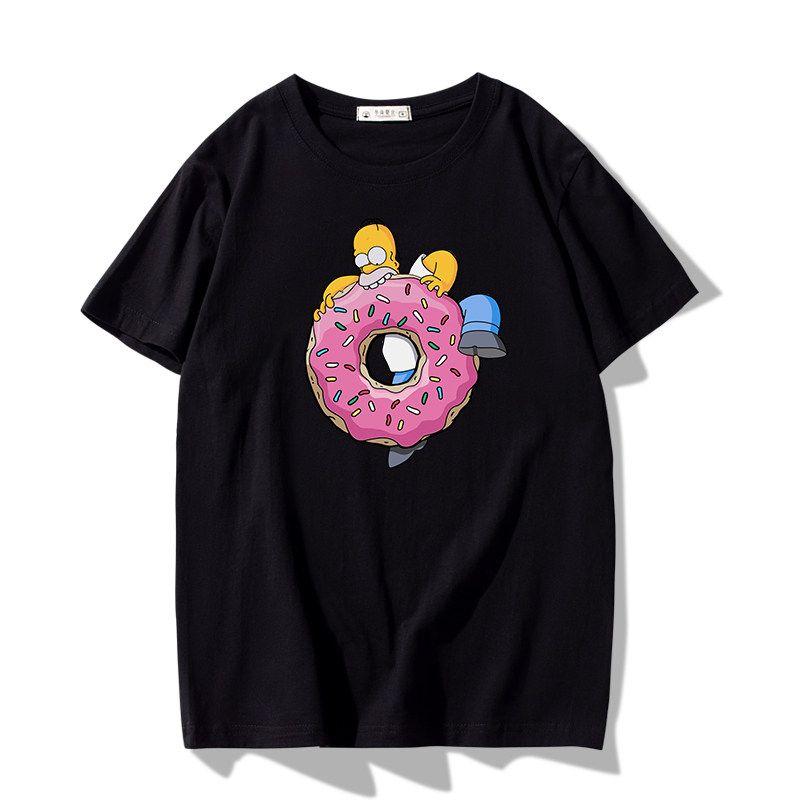 Fashion Disney Cartoon Simpson Oversized Tshirt Summer Blouses Ladies Unisex White Tees Tops Short Sleeve Blouses Women YK Tshirt