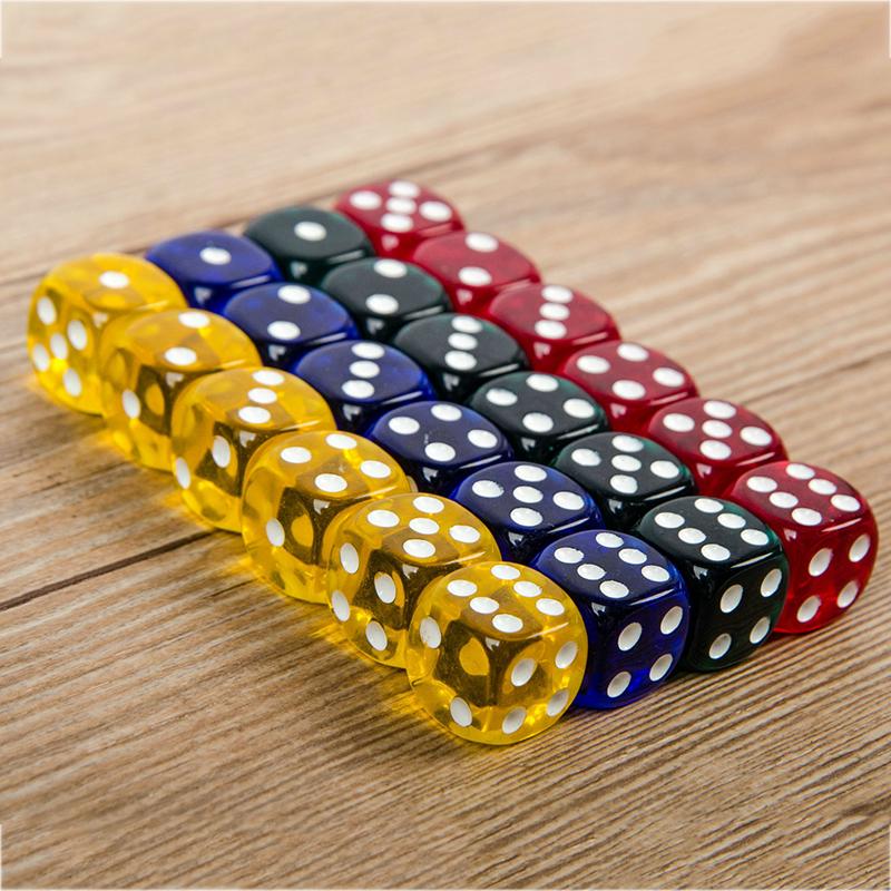 24 Pieces Set 16Mm Rounded Corners Playing Party Dices Four-Color Transparent Dice (Transparent Blue Green Yellow Red All 6)