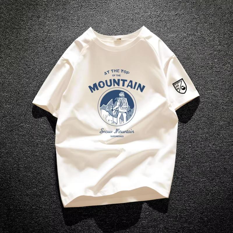 At The Top Of The Mountain Snow Mountain Graphic Tshirt Unisex Unisex Cotton Short Sleeve Oneck Casual Black Outdoor Tee Tops