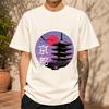 2026 New Cotton Tshirt Japanese Kyoto Fivestory Pagoda Cherry Blossom Sunset Retro Japanese Style Printed Round Neck Top Casua