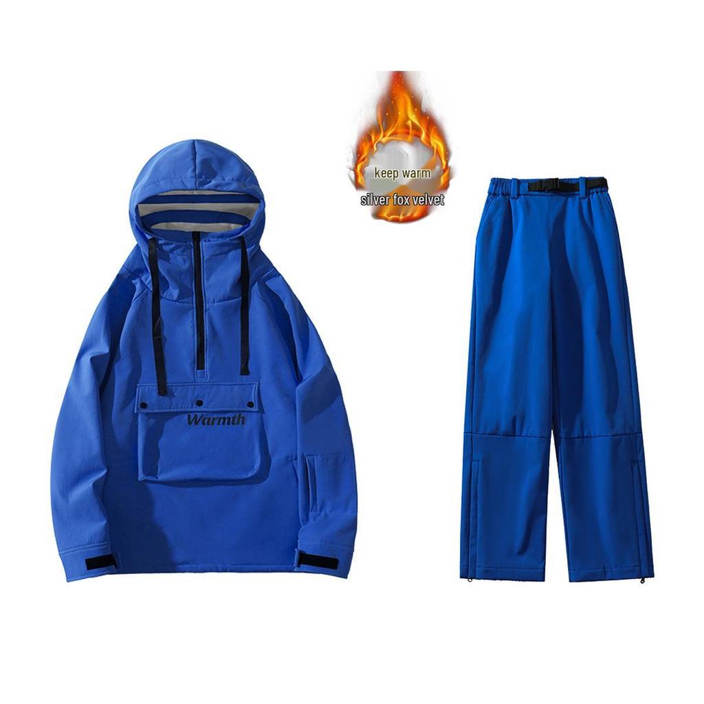 Unisexová zateplená lyžařská kombinéza s kapucí - Trendy zimní sportovní oblečení pro páry