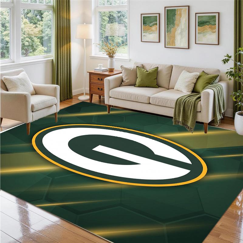 Green Bay Packers Design Crystal Velvet Rug Soft Decorative Mat for Bedroom Entrance