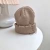 Unisex Warm Knitted Hats Hip Hop Beanies Cap Metal Pin Ring Brimless Hat Ripped Holes Edging Skullcap Hat Winter Caps