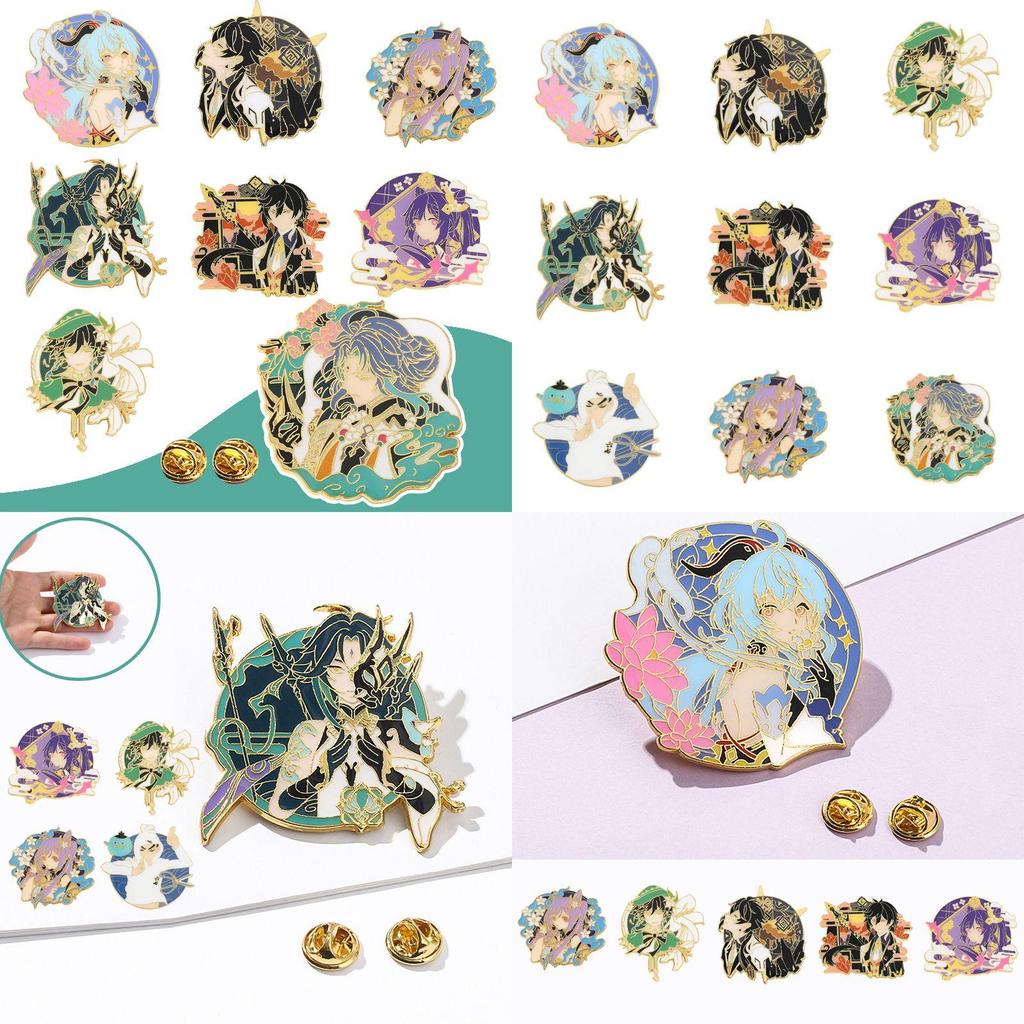 Vibrant Genshin Impact Character Badge High Quality Metal Brooch For Game Fans