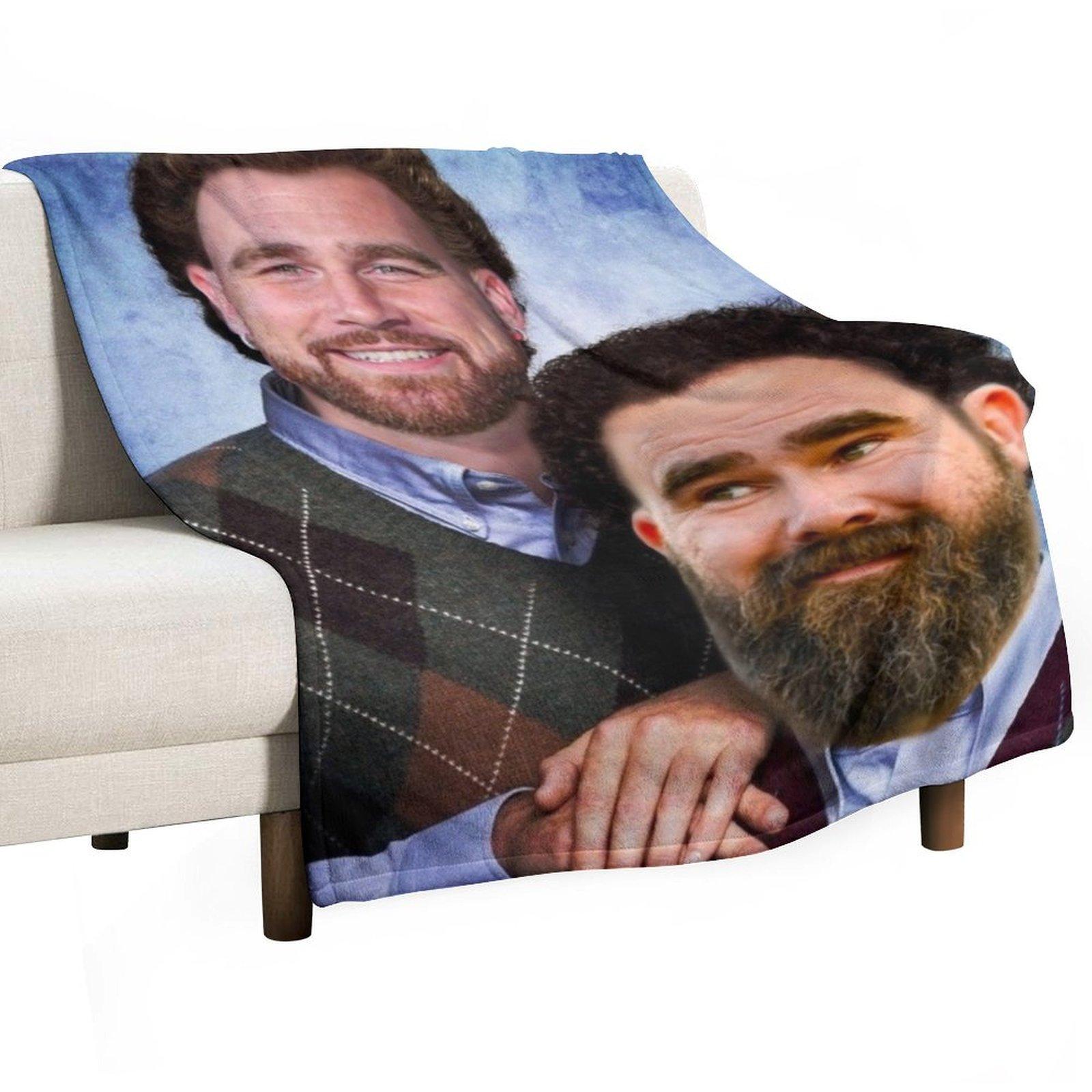 

Kelce Brothers Portrait Throw Blanket Decorative Sofa Hair Soft Decorative Throw Blankets 30x40in