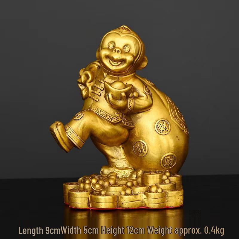 Bronze Monkey Figurine - Zodiac Year Treasure Monkey Ornament