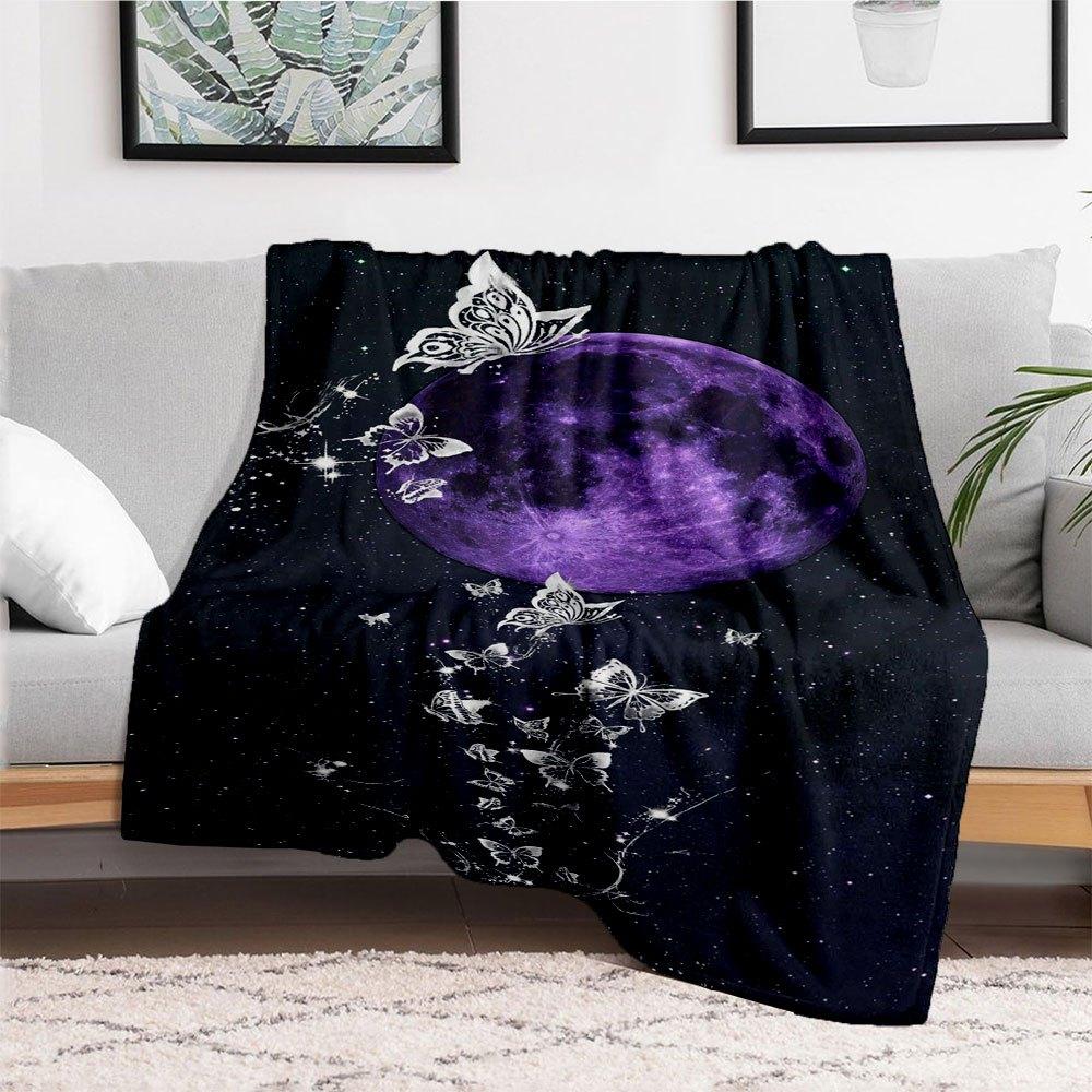 Purple Moon Butterfly Wallpapers for iPhone & AndroidBlanket Flannel Throw Blanket for Sofa, Bed, Travel, Camping, Office