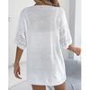 Women's Casual And Fashionable Color Hollow Out Mid Sleeve Knitted Cardigan