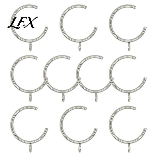 Easy Glide Drapery Rings for Home 10Pcs C Shaped Curtain Rings, Heavy Duty Bypass Metal Weight Hangers Passing with Eyelets French Return Rods Smooth