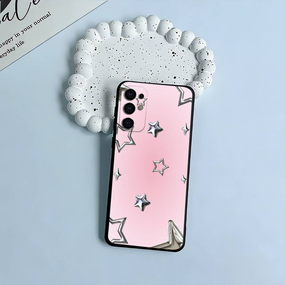 C-Colorful Star Phone Case For Samsung S25,S24,S21,S22,S23,S30,Ultra,S20,Plus,Fe,Lite,Black Soft Silicone