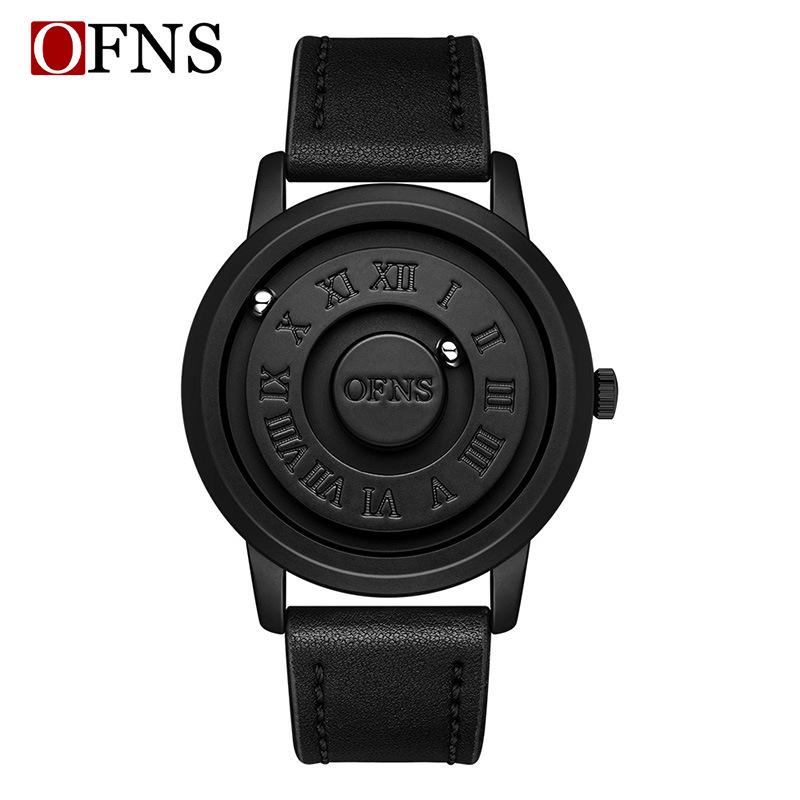 OFNS Men s Black Technology Waterproof Magnetic Quartz Watch with Twelve Constellations Dial