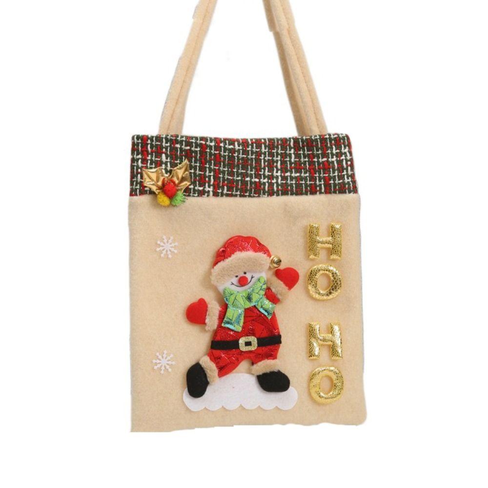 

Фланелевые рождественские сумки-тоут, мультяшные конфетные мешки, креативные подарочные упаковочные мешки, дом бежевый