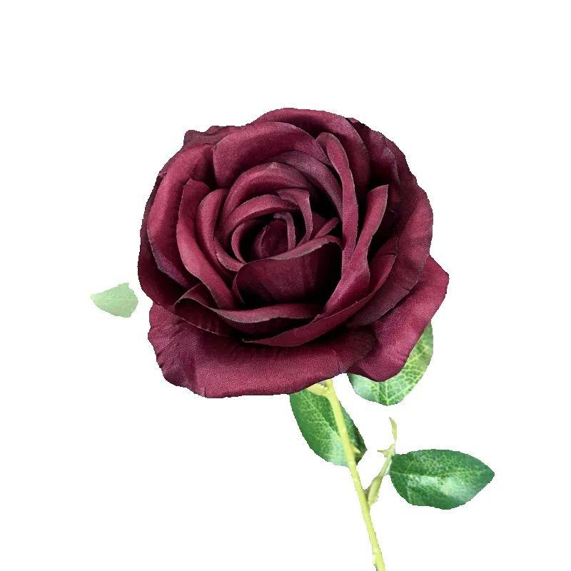 8pcs Artificial Large Rose Flower Branch Silk Long Stem Rose for Wedding Party Floral Decoration