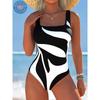 Women's Abstract Print Square Neck One-Piece Swimsuit