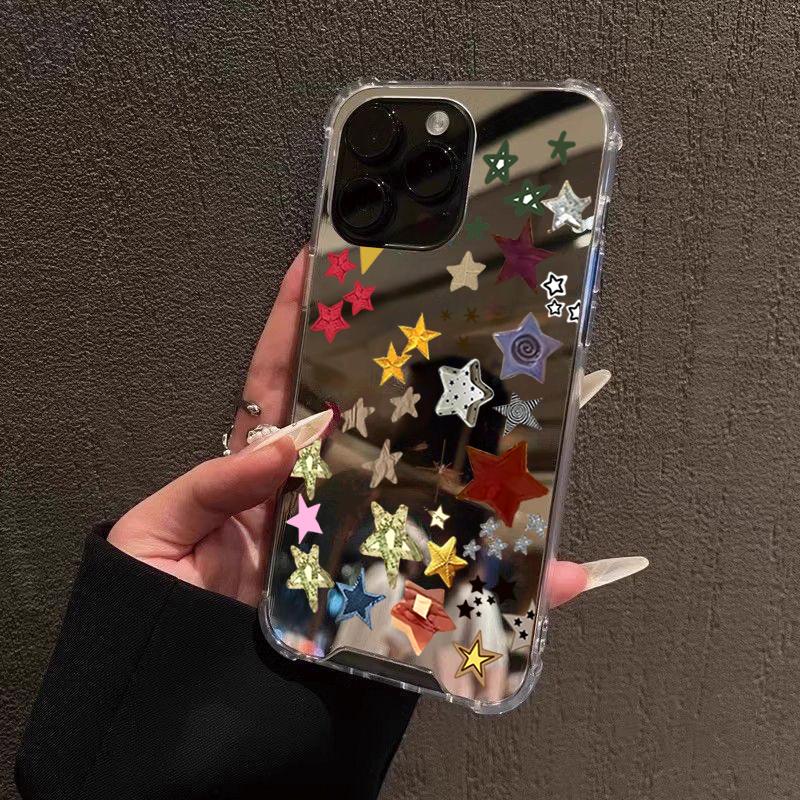 Shining Star Pattern Phone Case For iPhone 17 16 15 14 13 12 11 Pro Max XS X XR 7 8 Plus Make Up Mirror Shockproof Soft Cover