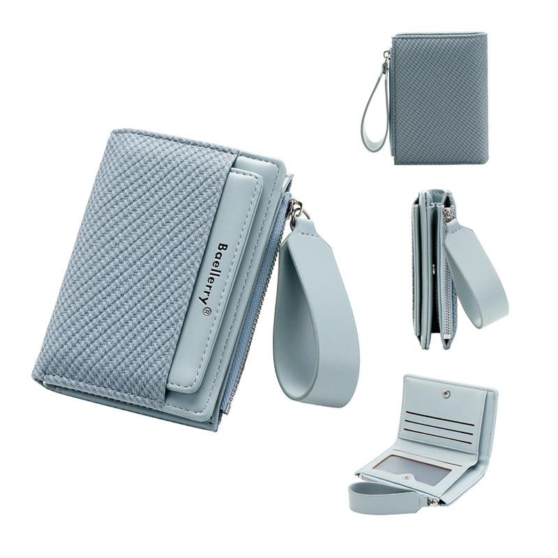 Baellerry Fashion Design Short Wallets for Women Men Casual Classic Bi-fold Purse Zipper Money Pack