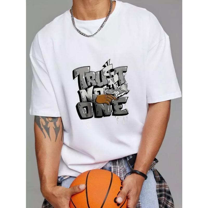 Футболка Белая Доверяй Никому Принт Граффити Уличная Мода Повседневная Одежда S