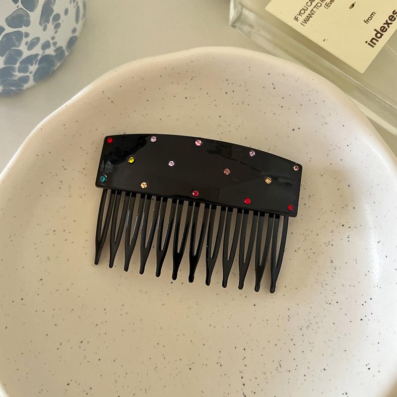 Korean Style Solid Color Hair Comb with Colorful Rhinestones Women s Hair Accessory