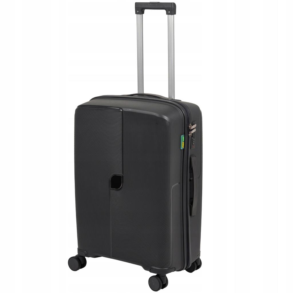 Walizka podróżna średnia ciemnoszara - na kółkach, wytrzymała, stylowa i komfortowa do samolotu wowbag 7918 m dark grey