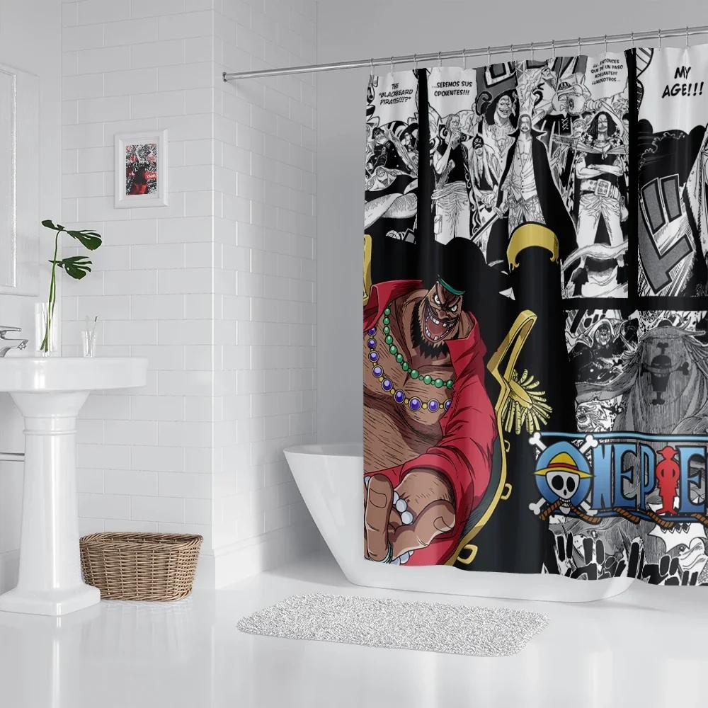 Anime Bathroom Shower Curtain With Hooks, Decorative Bathroom Curtains And Accessories Anime Curtain Decor