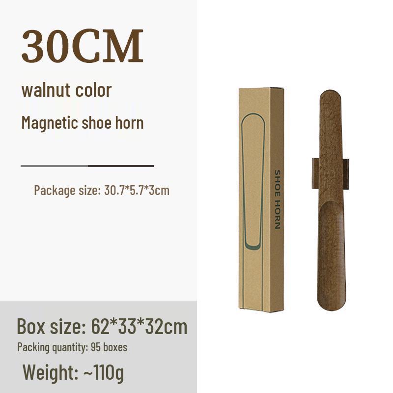 Black Walnut Magnetic Shoehorn: Long Handle Shoe Puller for Pregnant Women, Elderly, and Easy Wear, Premium Solid Wood.