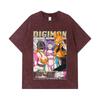 275 GSM Washed T-shirts 100% Cotton Digimon V6 Waifus Print Unisex Heavy Cotton T Shirt