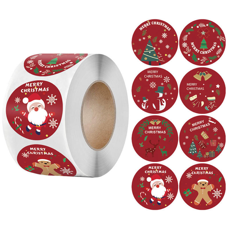 3.8Cm Christmas Roll Stickers Kraft Adhesive Labels