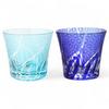 Mizukage Kiriko Paar Glazen Bekers 240cc Ranbori Komon Aqua Blauw Bishou Huidig Model J-kitchens 94xH85mm &
