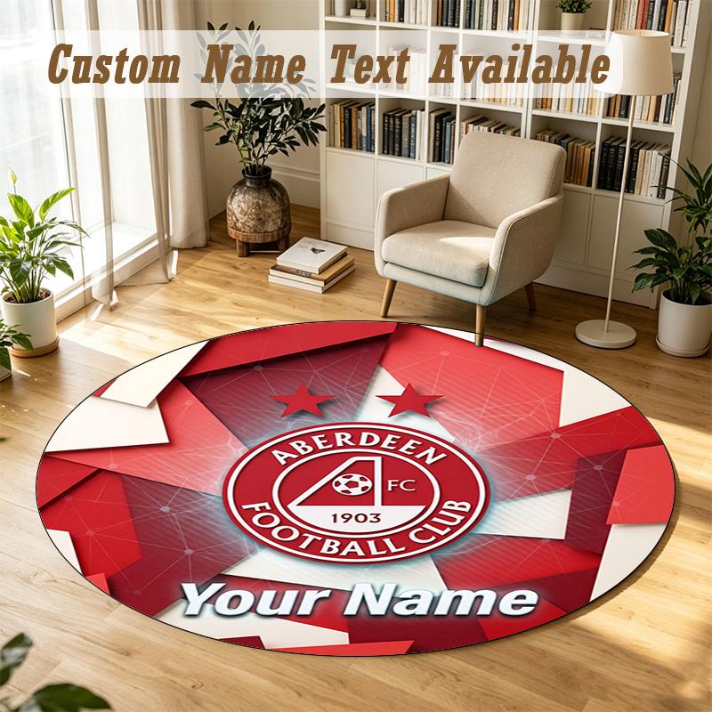Round Rug Custom NameAberdeen FC Pattern Non Slip Carpet Home Floor Decor