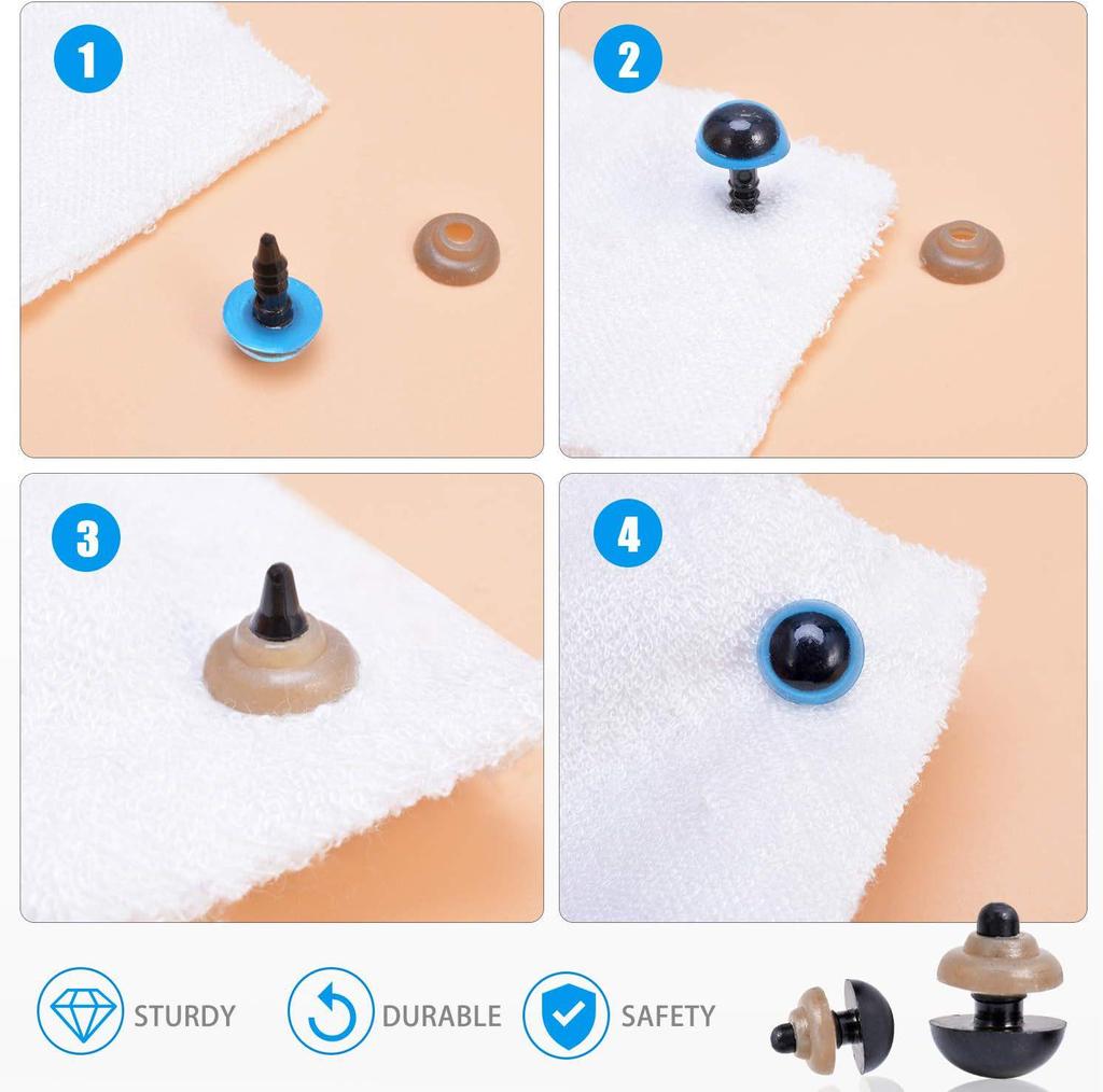 Colored Boxed Doll Eyes Set with Washers - DIY Craft Accessories