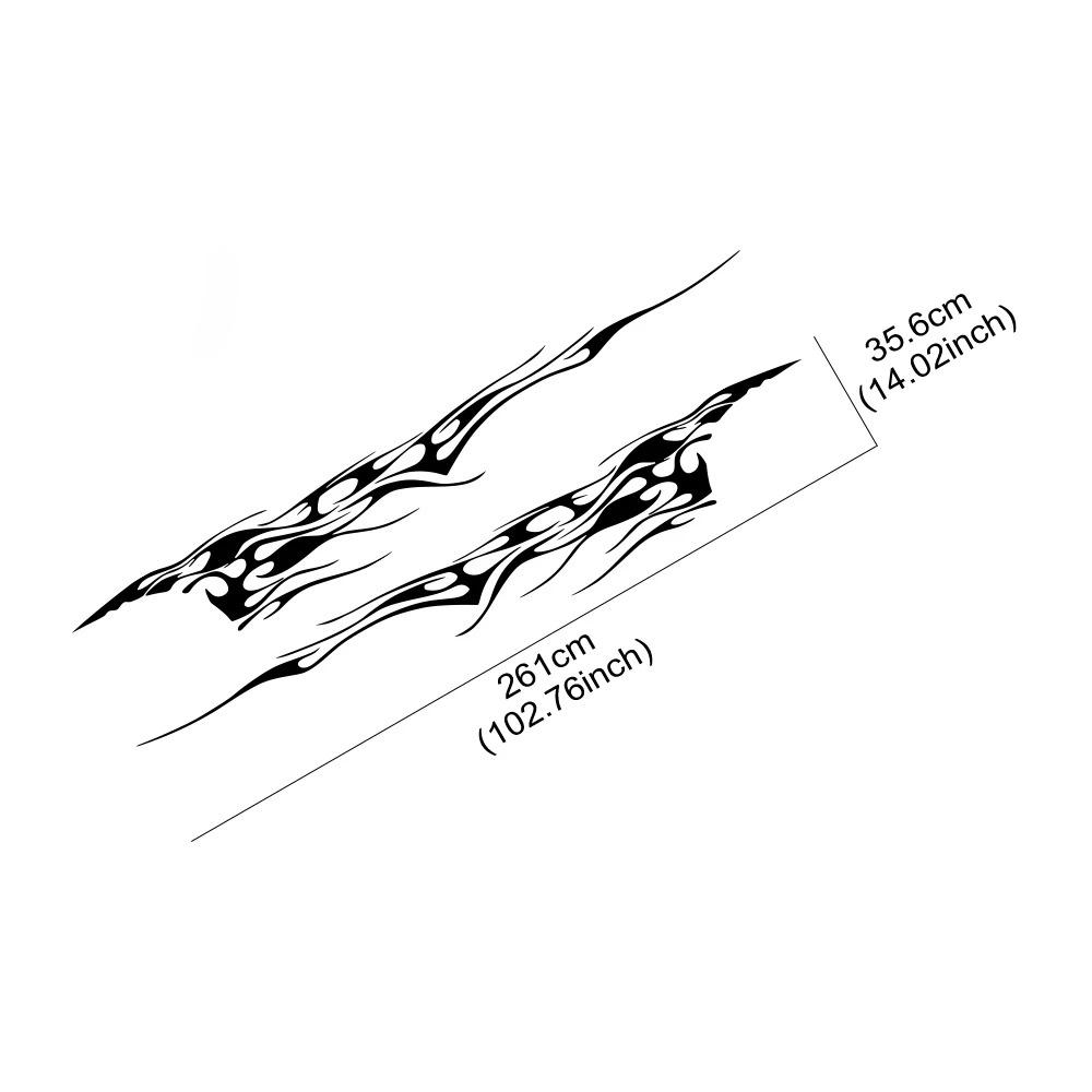2PCS Flame Graphic Car Body Side Stickers Racing Sports Stripes Vinyl Decals Self-adhesive Auto Decorative Stickers Accessories