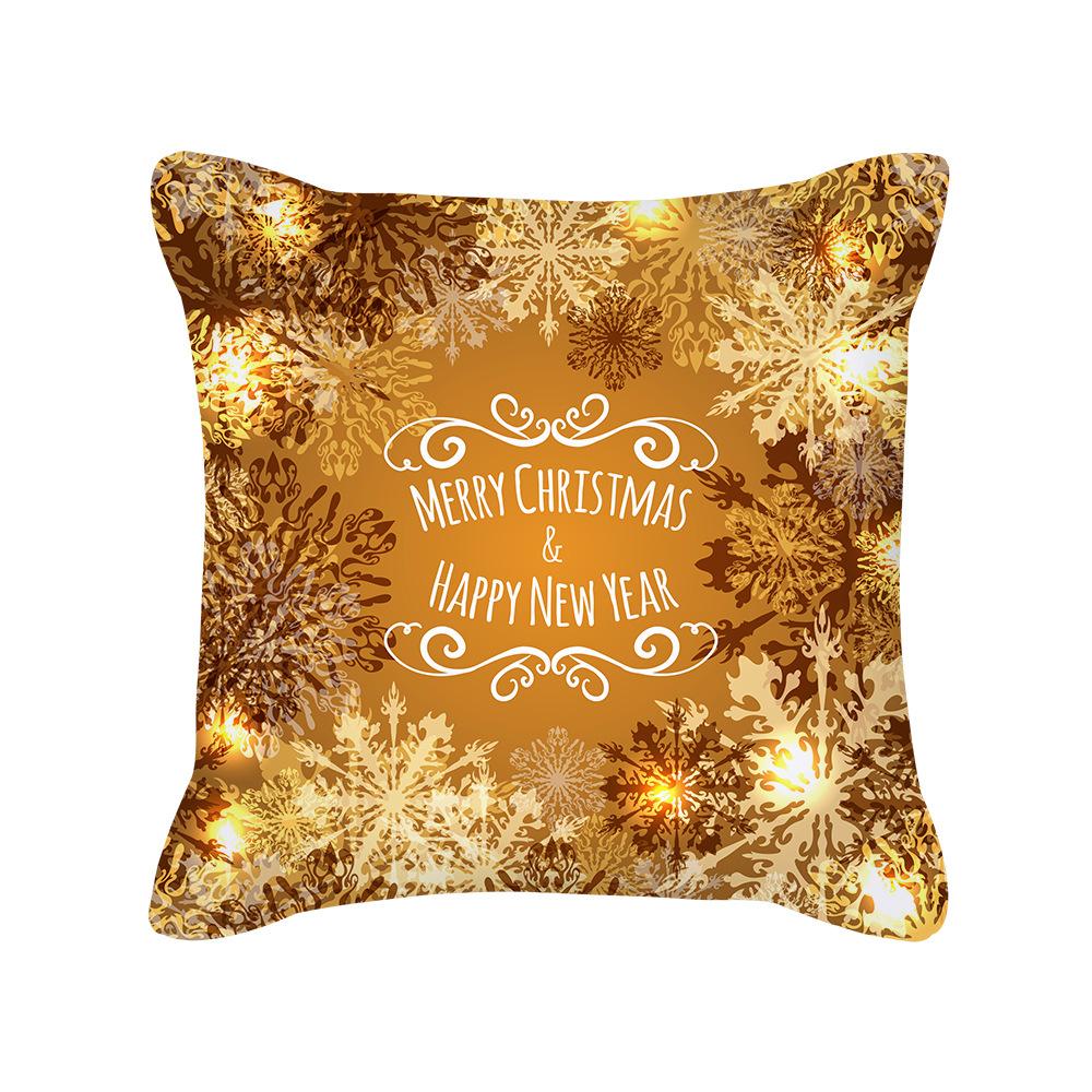 New Black Gold Christmas Pillow Cover New Snowflake Letter Peach Skin Sofa Cushion Cover