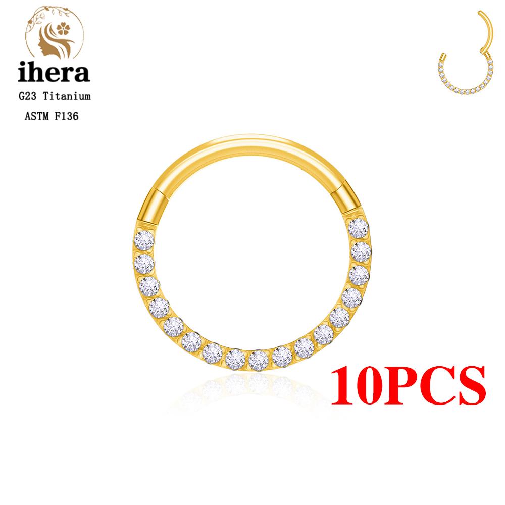 1/10 STKS G23 Titanium Neusringen Septum Clicker Oor Kraakbeen Tragus Helix Daith Oorbellen Hoops 16G 18G CZ Lichaams Piercing Sieraden