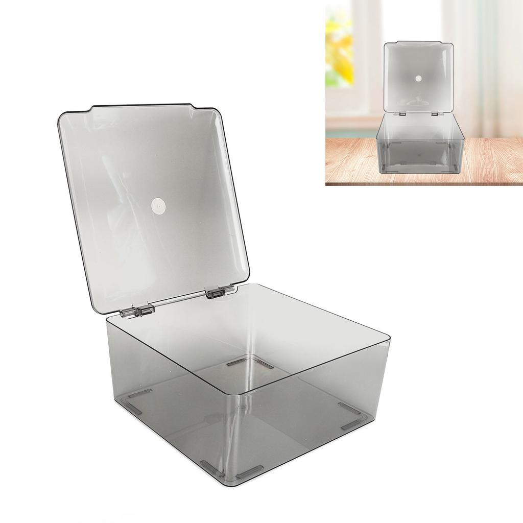 Cosmetic Storage Box Containers with Hinged Lid Dust Proof Large Capacity Space Saving Clear Plastic Case