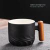 Handmade Ceramic Coffee Mug with Wooden Handle - Retro Tea Cup, Office Water Cup Filter Design, Unique Birthday Gift