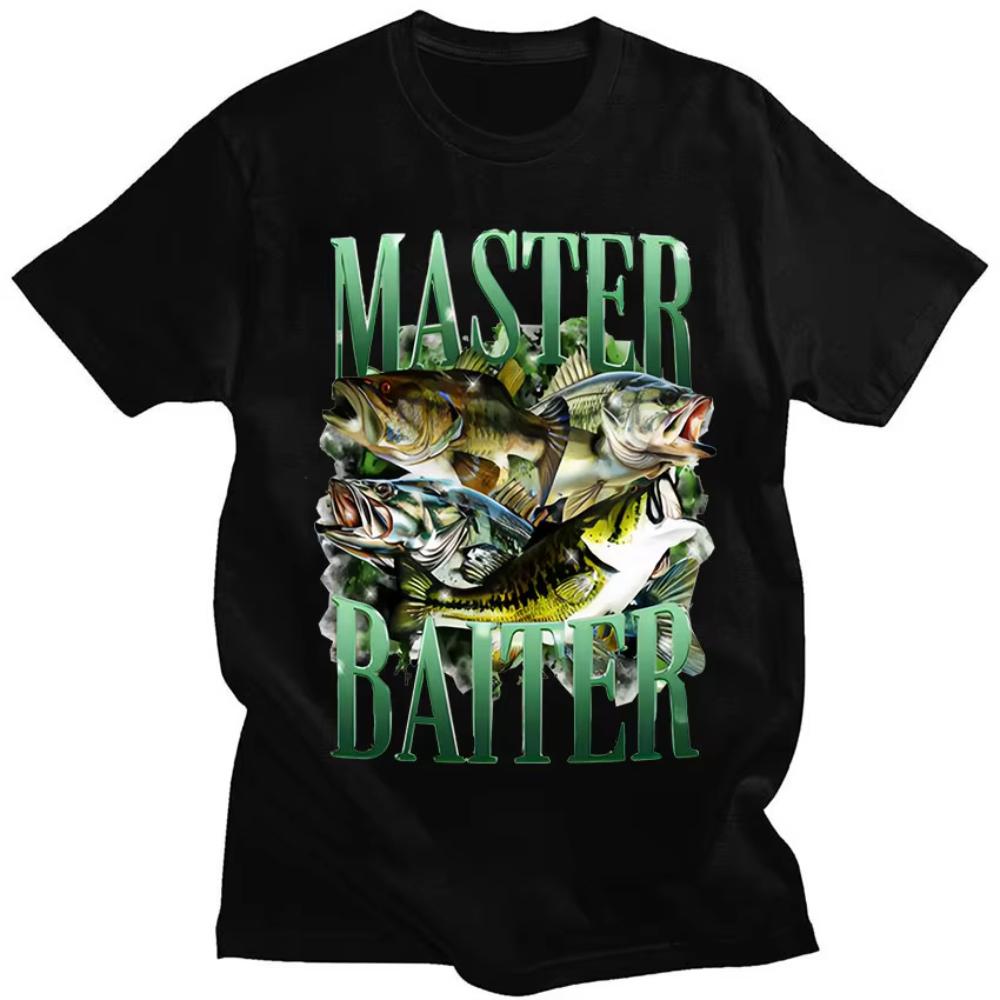 

Master Baiter Bass Fishing Funny Graphic T Shirt Mens Vintage ONeck Oversized Cotton Tshirts Loose Clothing High Quality Tees S