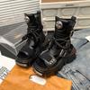 Fashion Women's Fashion Summer Cool Boots Metal Belt Buckle Retro Womens Sandal Platform Hollow Out Punk Belt Buckle Sandals Botas Mujer