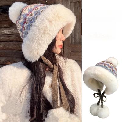 Plush Hat, Knitted Hat, Warm Hat, Thickened, Cold Resistant Hat, Ear Protection Hat