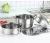 28cm Multi-Function Stainless Steel European Steamer with Double Grate and Soup Pot