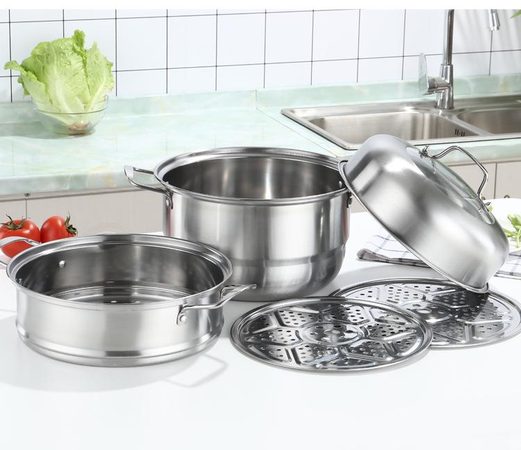 28cm Multi-Function Stainless Steel European Steamer with Double Grate and Soup Pot