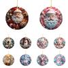 Christmas Pendant Santa Claus Elk Snowman Charm 2D Christmas Hanging Ornament with Lanyard Design Elk Window Decor