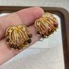 French Fireworks Waterfall Ebony Earrings Elegant Premium Maillard Vintage Earrings Temperament Earrings