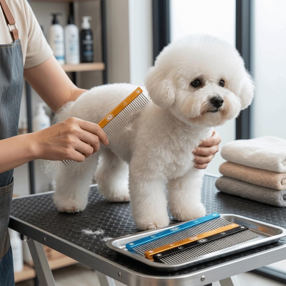 Metal Teeth Dog Comb Dense Teeth Grooming Comb Skin Friendly Pet Comb Hair Brushing чёрный