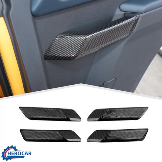 Door Armrest Handle Protector Cover Trim For Ford Bronco +Carbon Fiber ABS