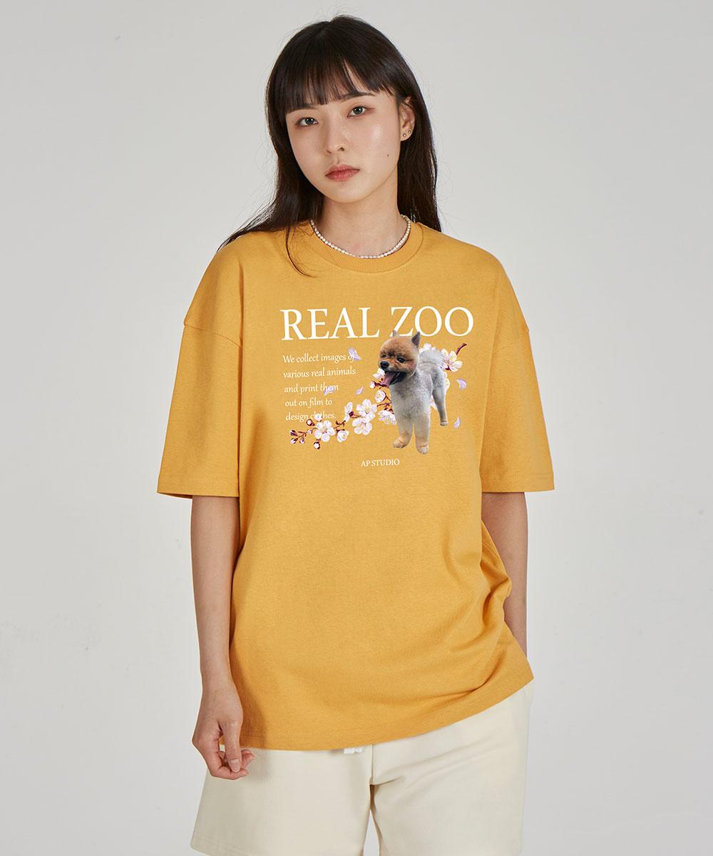 Astral Projection Realju Flower Pomegranate Round Neck 15-Count Cotton Short Sleeve T-Shirt_Cheddar L